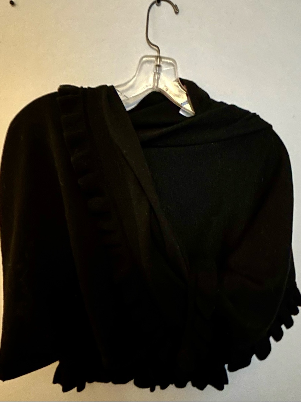 Lilly Pulitzer Black Ruffle-Trim Open-Front Sweater Shawl